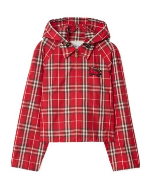 Burberry Red Newcott Check Ekd Jacket
