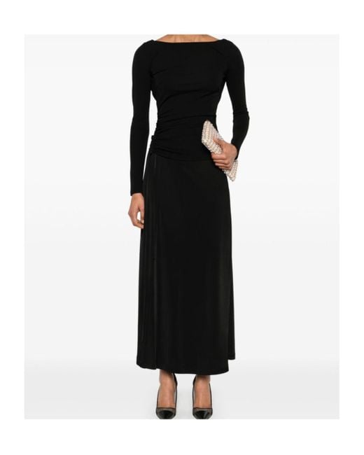 Elisabetta Franchi Black Boat Neck Draped Top
