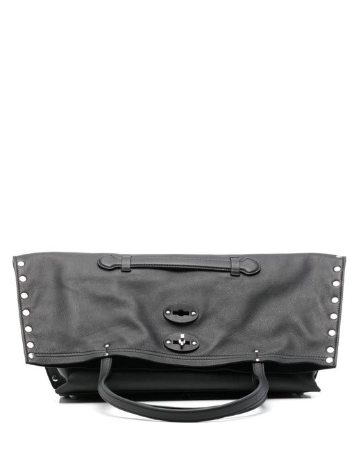 Zanellato Black A'Spasso Foldover Top Medium Tote Bag