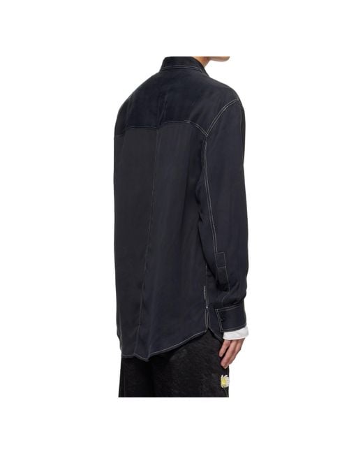Song For The Mute Blue Long Sleeve Button-Up Shirt for men