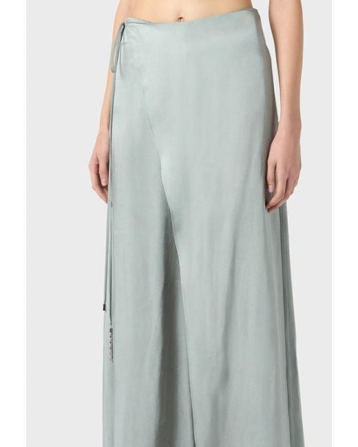Blumarine Green High Waist Wrap-Detail Trousers