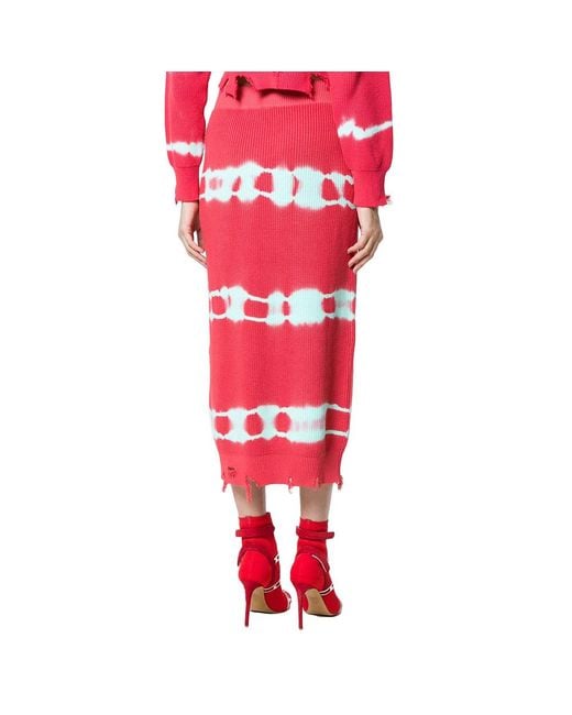 MSGM Red Logo Knitted Skirt