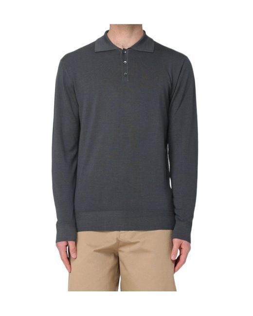 Barena Black Pevaron Long-Sleeved Polo Shirt for men