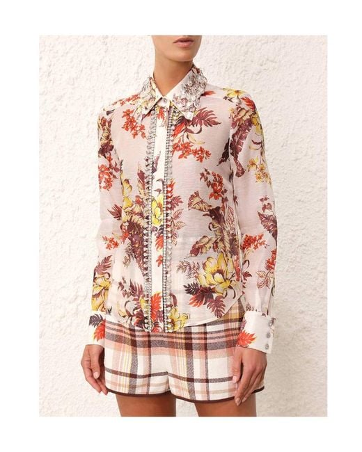 Zimmermann White Matchmaker Tropical Shirt