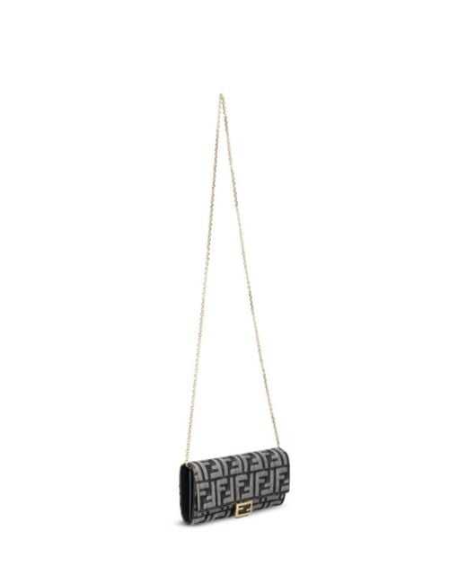 Fendi Gray Baguette Continental Chained Wallet