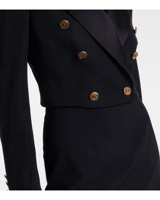 Dolce & Gabbana Black Cropped Wool And Silk-Blend Jacket