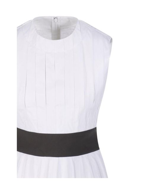 Tory Burch White Pleated Poplin Dress