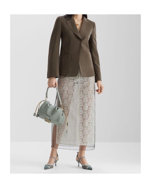 Fendi Gray Mamma Baguette Medium Shoulder Bag
