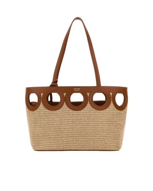 Ferragamo Brown Ferragamo Logo Printed Tote Bag