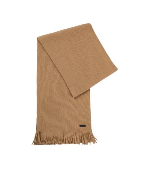 Boss White Albas Wool Logo Scarf for men
