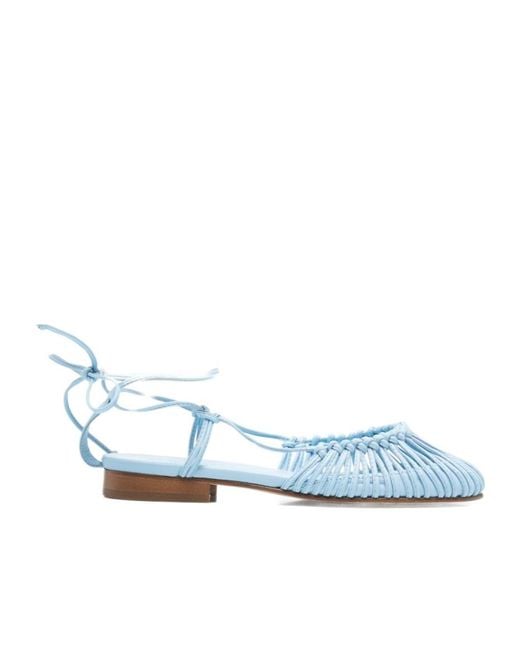 Hereu Blue Mantera Round-Toe Knotted Sandals