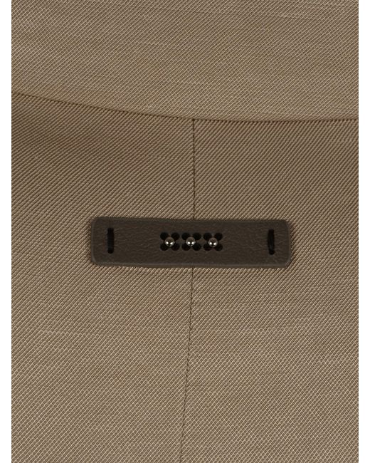 Peserico Natural Double-Breasted Peak-Lapel Blazer