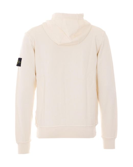 Stone Island Natural Zip-Up Drawstring Hoodie for men