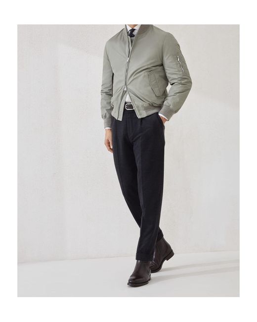 Brunello Cucinelli Gray Zip-Fastening Bomber Jacket for men