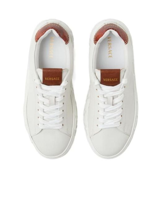 Versace White Greca Lace-Up Sneakers