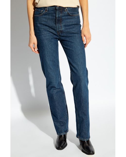 Totême  Blue Totême Classic Cut Logo Patch Jeans