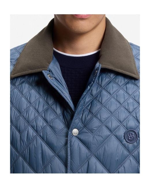 Boss Blue Long-Sleeved Cotton-Padded Jacket for men