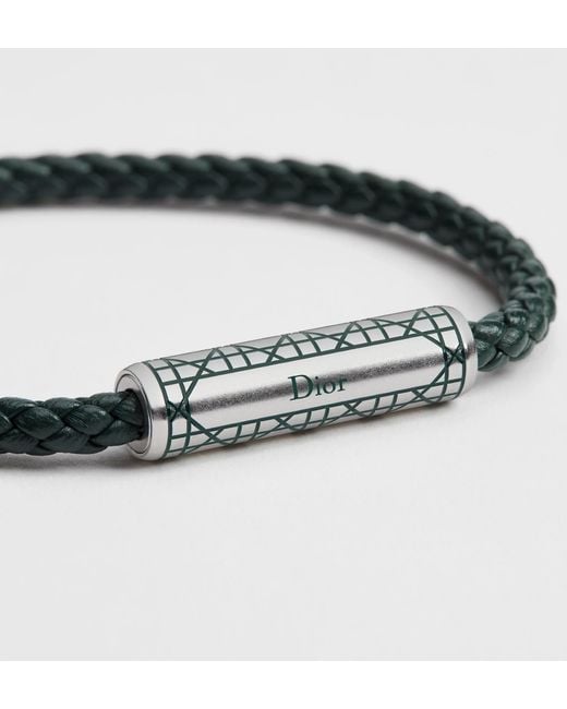 Dior White Cannage Woven Leather Bracelet for men