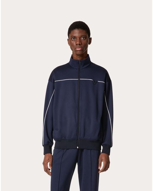 Valentino Blue Zip-Up High Neck Jacket for men