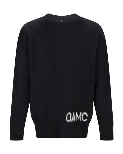 OAMC Blue Logo Intarsia-Knit Crewneck Jumper for men