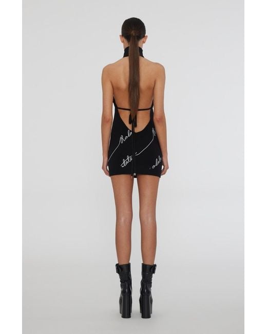 ROTATE BIRGER CHRISTENSEN Black Sequin Logo Mini Dress