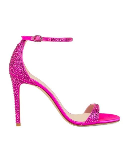 Stuart Weitzman Pink Round-Headed High-Heeled Sandals