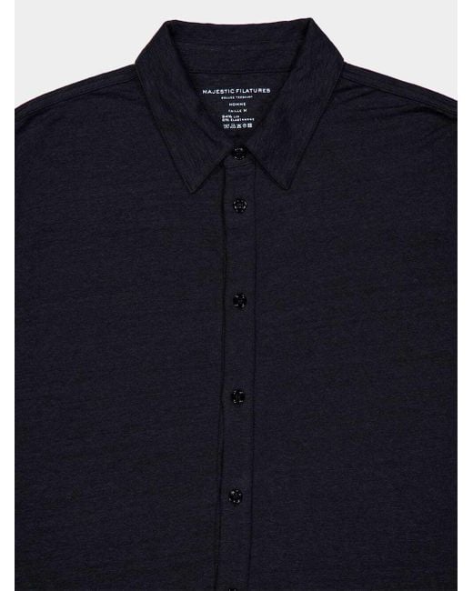 Majestic Filatures Blue Stretch-Linen Shirt for men