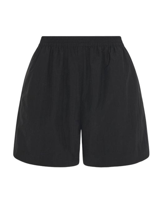 The Row Black Elastic Waist-Edge Shorts