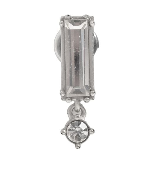 Jil Sander White Earrings With A Shimmering Crystal