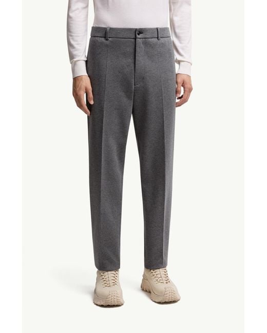 Moncler Gray Cotton Blend Tailored Pants for men