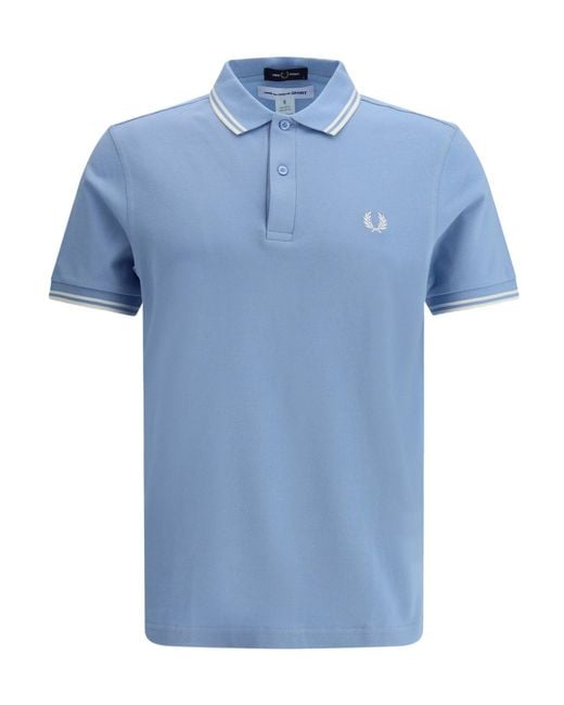 Comme des Garçons Blue Comme Des Garçons Shirt X Fred Perry Text-Printed Polo Shirt for men