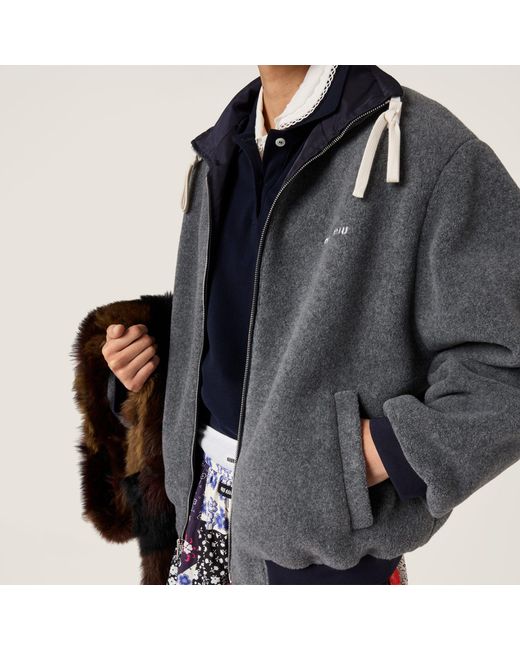 Miu Miu Blue Reversible Bomber Jacket