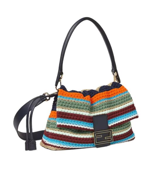 Fendi Multicolor Medium Mamma Baguette Striped Tote Bag
