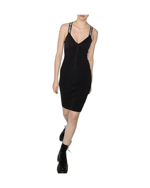 Off-White c/o Virgil Abloh Black Criss-Cross Strap V-Neck Dress