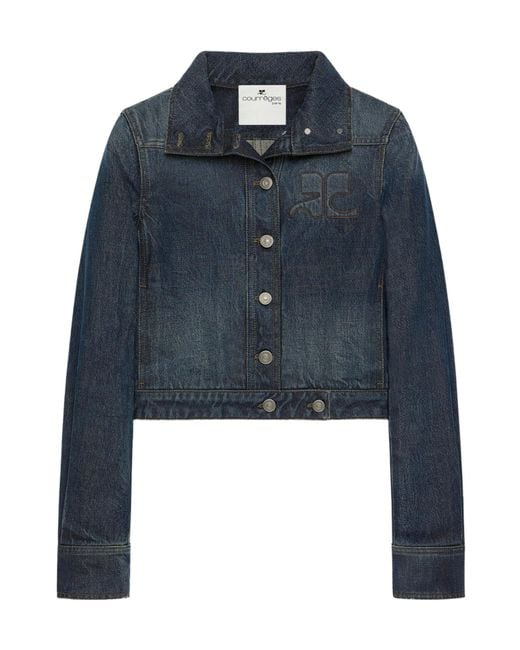 Courreges Blue Reedition Logo-Embroidered Denim Jacket
