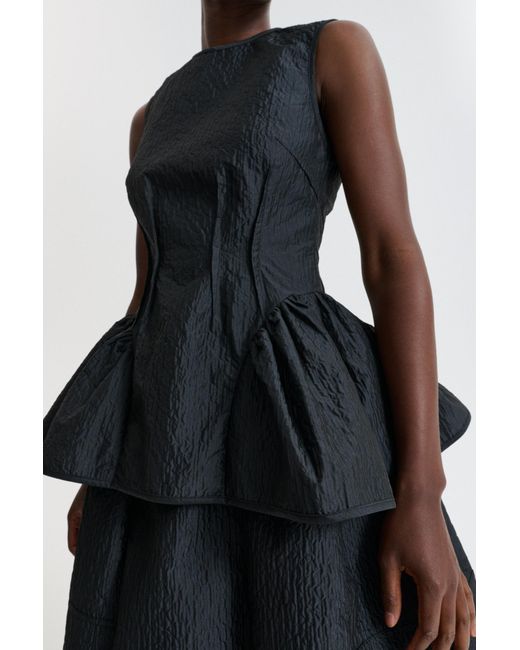 CECILIE BAHNSEN Blue Cbdaimi Crinkled Peplum Top
