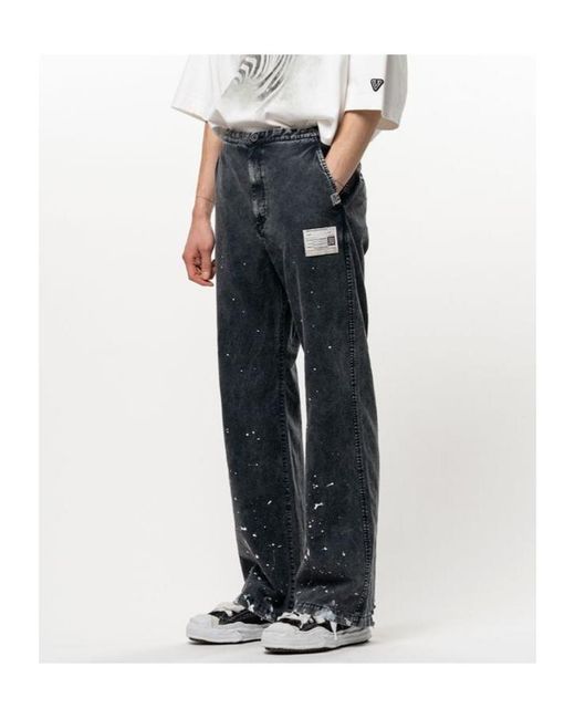 Maison Mihara Yasuhiro Blue Distressed Paint-Splatter Jeans for men