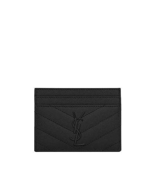 Saint Laurent Black Cassandre Matelassé Card Case
