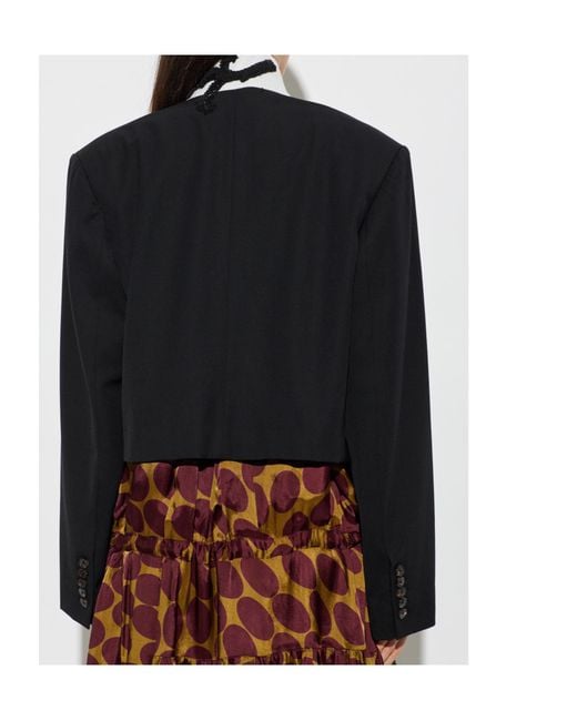 Dries Van Noten Black Embroidered Cropped Blazer