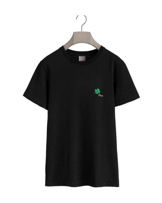 Dior Black T-Shirt With Clover Embroidery, Regular Fit for men