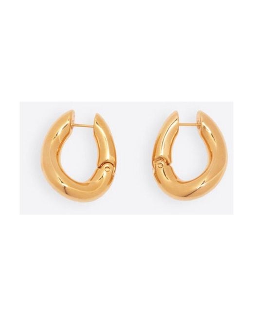 Balenciaga Metallic Logo Engraved Loop Earrings