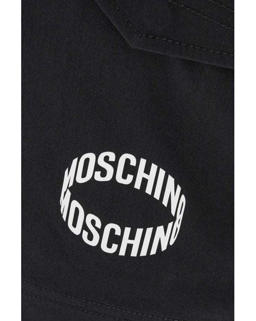 Moschino Black Logo Printed Bermuda Shorts for men