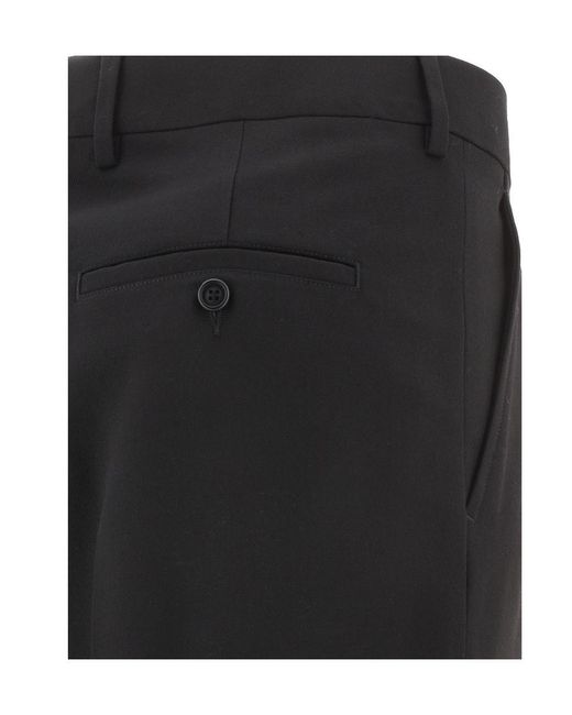 AMI Black Tapered Turn-Up Trousers for men
