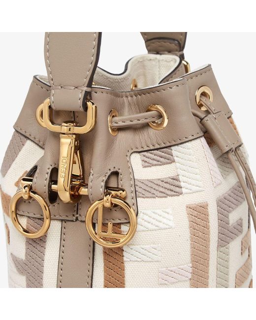 Fendi White Multicolour Canvas Mini-Bag With Ff Embroidery