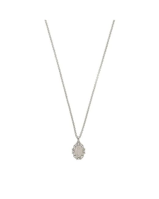 Dolce & Gabbana White Devotion Embellishment Pendant Necklace for men