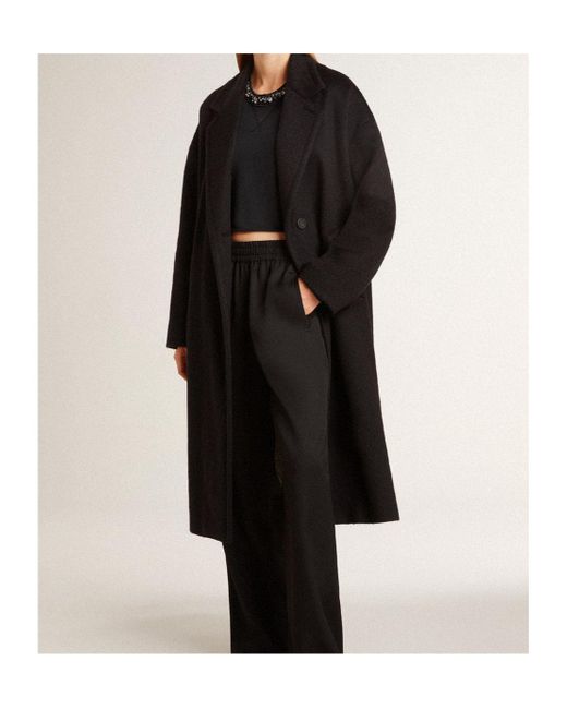 Golden Goose Deluxe Brand Black Single-Breasted Cocoon Coat