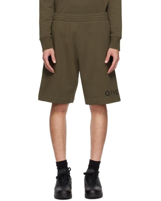 Givenchy Green Logo Printed Bermuda Shorts for men
