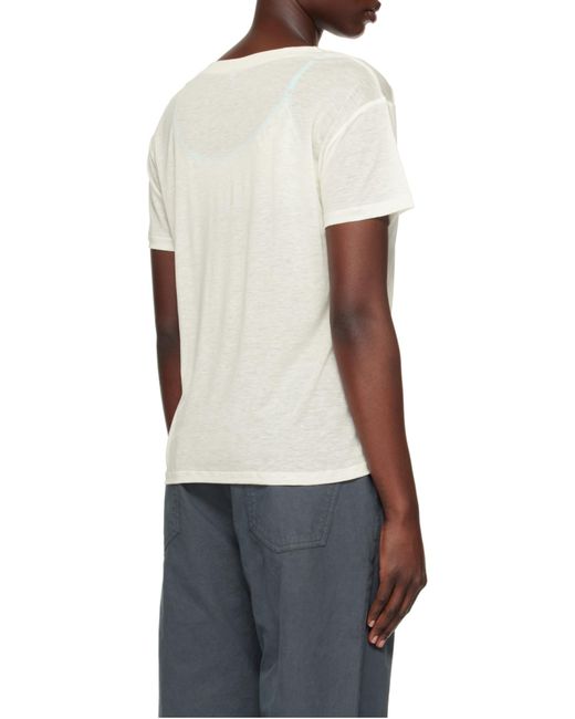 Baserange White Short Sleeved Wide Neck T-Shirt