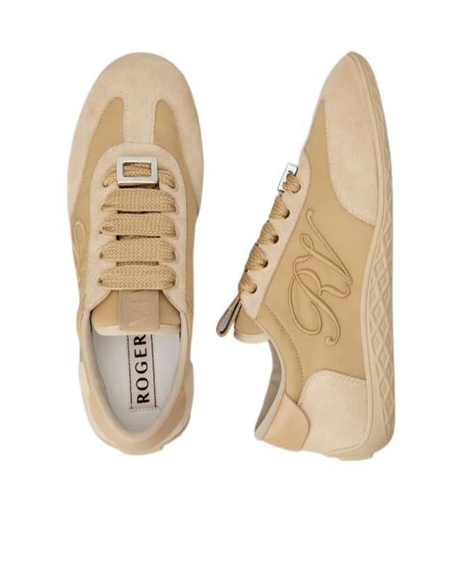 Roger Vivier Natural Viv Low Embroidered-Logo Sneakers