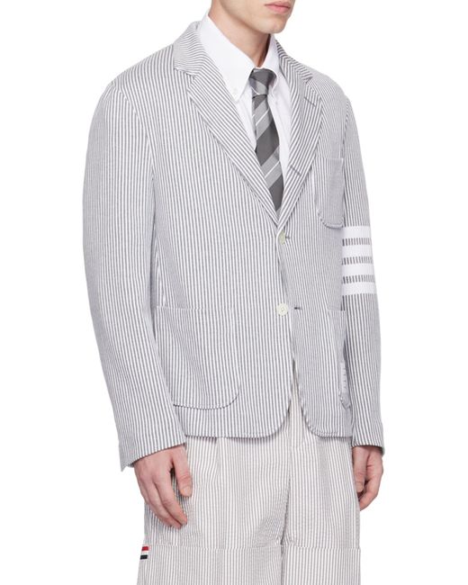 Thom Browne Gray 4-Bar Striped Single-Breasted Blazer for men